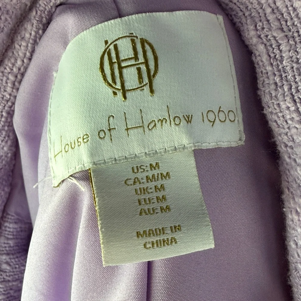 House Of Harlow 1960 Purple‎ Tweed Cropped Blazer Jacket Size Medium